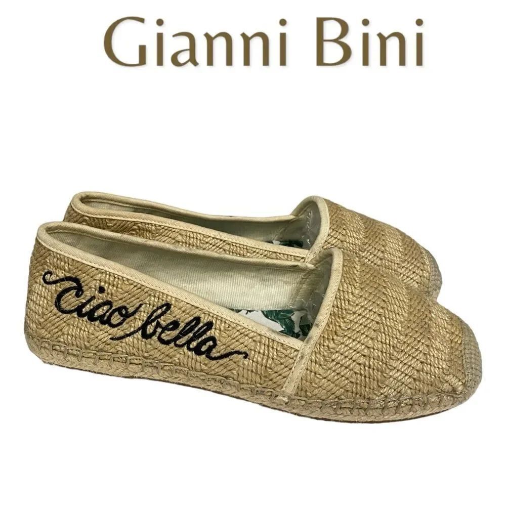 Gianni Bini Bellitah Espadrilles Flats Ciao Bella Embroidered Palm Print 9.5